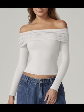 QINSEN Off Shoulder Slim Fit Top #1304